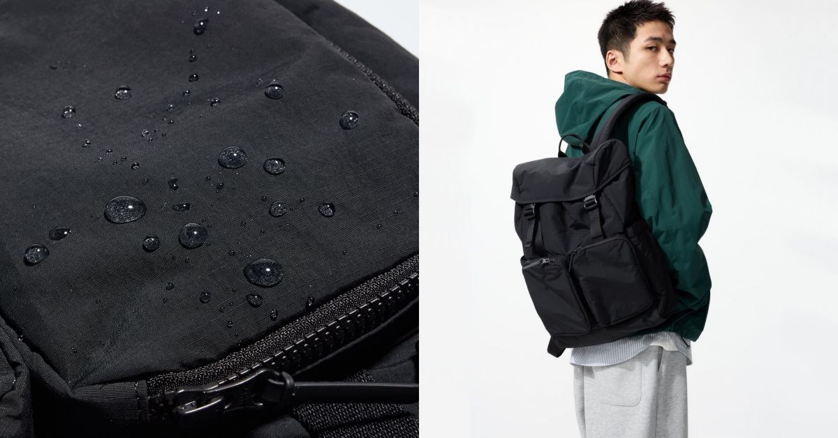 Uniqlo 全新多口袋後背包,具有「防潑水加工」,可抵擋小雨。肩帶的曲線設計,不僅貼合肩部不易滑落,也能為通勤者提供足夠的支撐力與舒適度。